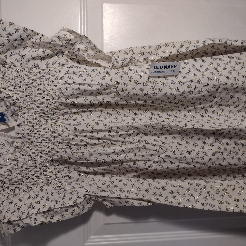 Old Navy Cream Tan Puff Sleeve Top with Square Neck